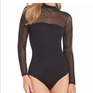 Vince Camuto long sleeve dot mesh bodysuit Medium